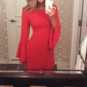 Jennifer Lopez red bell sleeve dress size 6